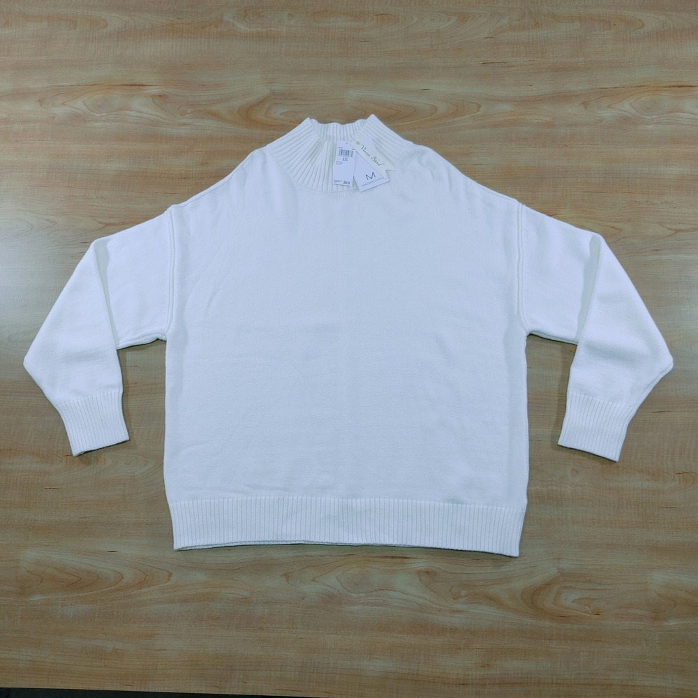 Magaschoni Home Womens Mock Neck Sweater Cream White Viscose Blend Size XL